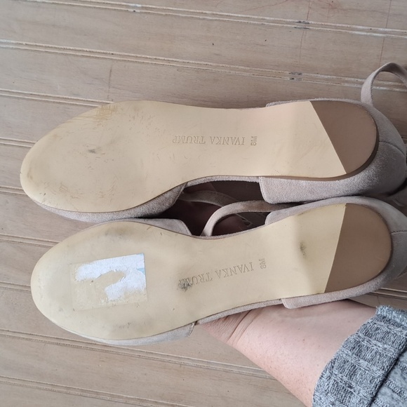 Ivanka Trump Elise Suede Leather Ankle Straps D'Orsay Cream Ballet Flats - Picture 6 of 13